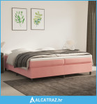Okvir za krevet s oprugama ružičasti 200x200 cm baršunasti - NOVO