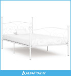 Okvir za krevet s podnicama bijeli metalni 100 x 200 cm - NOVO
