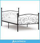 Okvir za krevet s podnicama crni metalni 90 x 200 cm - NOVO