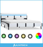 Okvir za krevet od umjetne kože LED bijeli 120 x 200 cm - NOVO