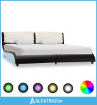 Okvir za krevet od umjetne kože LED crno-bijeli 180 x 200 cm - NOVO