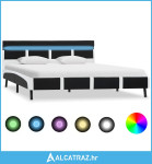 Okvir za krevet od umjetne kože s LED svjetlom crni 160x200 cm - NOVO