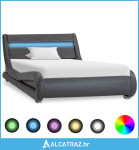 Okvir za krevet od umjetne kože s LED svjetlom sivi 100x200 cm - NOVO