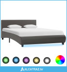 Okvir za krevet od umjetne kože s LED svjetlom sivi 120x200 cm - NOVO