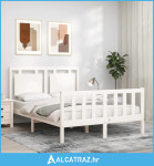 Okvir za krevet s uzglavljem bijeli 140x200 cm od masivnog drva - NOVO