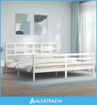 Okvir za krevet s uzglavljem bijeli 200x200 cm od masivnog drva - NOVO