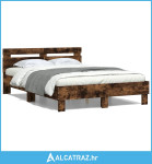 Okvir za krevet s uzglavljem boja hrasta 120x190 cm drveni - NOVO