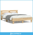 Okvir za krevet s uzglavljem boja hrasta 120x190 cm drveni - NOVO