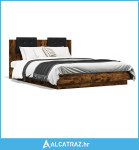 Okvir za krevet s uzglavljem boja hrasta 120x200 cm drveni - NOVO