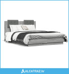 Okvir za krevet s uzglavljem boja hrasta 140x190 cm drveni - NOVO