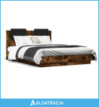 Okvir za krevet s uzglavljem boja hrasta 140x190 cm drveni - NOVO