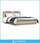 Okvir za krevet s uzglavljem boja hrasta 140x200 cm drveni - NOVO