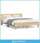 Okvir za krevet s uzglavljem boja hrasta 150x200 cm drveni - NOVO
