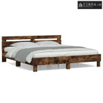 Okvir za krevet s uzglavljem boja hrasta 160x200 cm drveni - Dimljeni