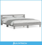 Okvir za krevet s uzglavljem boja hrasta 160x200 cm drveni - NOVO