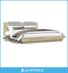 Okvir za krevet s uzglavljem boja hrasta 160x200 cm drveni - NOVO