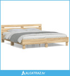 Okvir za krevet s uzglavljem boja hrasta 180x200 cm drveni - NOVO