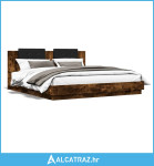Okvir za krevet s uzglavljem boja hrasta 200x200 cm drveni - NOVO