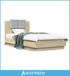 Okvir za krevet s uzglavljem boja hrasta 75x190 cm drveni - NOVO