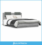 Okvir za krevet s uzglavljem boja sivog hrasta 120x190cm drveni - NOVO