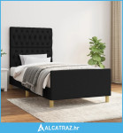 Okvir za krevet s uzglavljem crni 100x200 cm od tkanine - NOVO