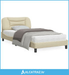 Okvir za krevet s uzglavljem krem 100x200 cm od tkanine - NOVO
