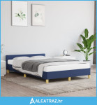 Okvir za krevet s uzglavljem plavi 120 x 200 cm od tkanine - NOVO