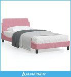 Okvir za krevet s uzglavljem ružičasti 100x200 cm baršunasti - NOVO