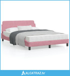 Okvir za krevet s uzglavljem ružičasti 140x200 cm baršunasti - NOVO
