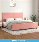 Okvir za krevet s uzglavljem ružičasti 200x200 cm baršunasti - NOVO