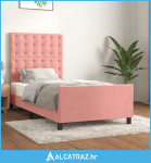 Okvir za krevet s uzglavljem ružičasti 90x200 cm baršunasti - NOVO