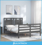 Okvir za krevet s uzglavljem sivi 140x200cm od masivnog drva - NOVO