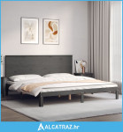 Okvir za krevet s uzglavljem sivi 200 x 200 cm od masivnog drva - NOVO