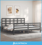 Okvir za krevet s uzglavljem sivi 200 x 200 cm od masivnog drva - NOVO