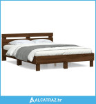 Okvir za krevet s uzglavljem smeđa boja hrasta 140x190cm drveni - NOVO
