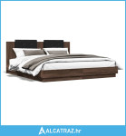 Okvir za krevet s uzglavljem smeđa boja hrasta 160x200cm drveni - NOVO