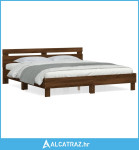 Okvir za krevet s uzglavljem smeđa boja hrasta 180x200cm drveni - NOVO
