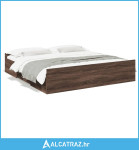 Okvir za krevet s uzglavljem smeđa boja hrasta 200x200cm drveni - NOVO