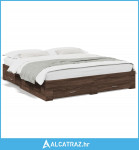 Okvir za krevet s uzglavljem smeđa boja hrasta 200x200cm drveni - NOVO