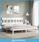 Okvir kreveta bez madraca bijeli 200x200 cm od masivne borovine - NOVO