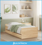 Okvir kreveta s ladicama boja hrasta 75 x 190 cm za jednu osobu - NOVO