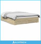 Okvir kreveta s ladicama boja hrasta sonome 150 x 200 cm drveni - NOVO