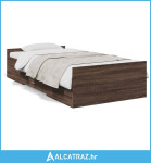 Okvir kreveta s ladicama boja smeđeg hrasta 90x190 cm drveni - NOVO