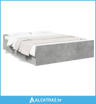 Okvir kreveta s ladicama siva boja betona 150 x 200 cm drveni - NOVO