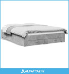 Okvir kreveta s ladicama siva boja betona 160x200 cm drveni - NOVO