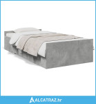 Okvir kreveta s ladicama siva boja betona 75x190 cm drveni - NOVO