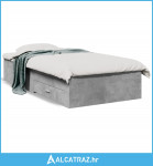 Okvir kreveta s ladicama siva boja betona 90x200 cm drveni - NOVO