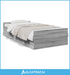 Okvir kreveta s ladicama siva boja hrasta 75 x 190 cm drveni - NOVO