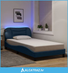 Okvir kreveta s LED-om bez madraca Plava 100x200 cm tkanina - NOVO