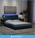 Okvir kreveta s LED-om bez madraca plavi 140 x 200 cm tkanine - NOVO